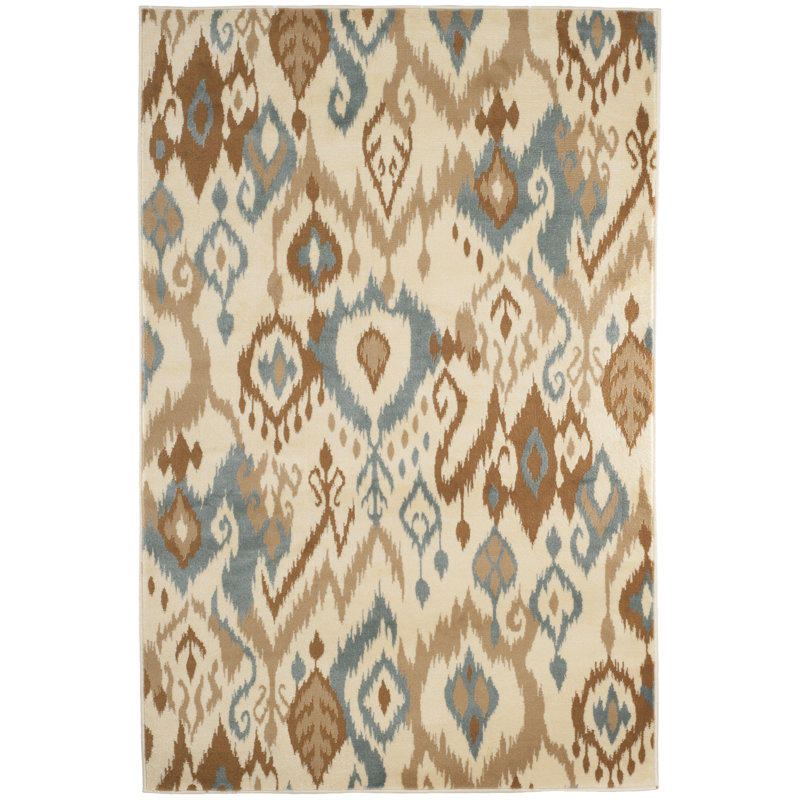 Lavish Home Ikat Cream & Blue Area Rug & Reviews Wayfair